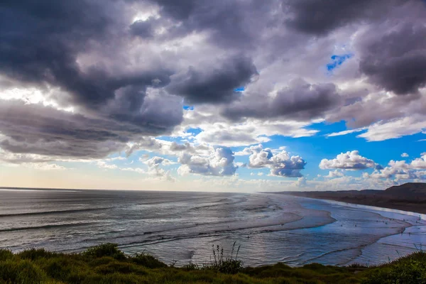 Nordön Nya Zeeland Muriway Beach Svart Sandstrand Södra Halvklotets Magnifika — Stockfoto