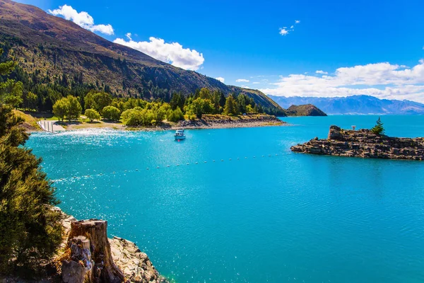 Lago Wanaka Nova Zelândia South Island Lago Profundo Turquesa Com — Fotografia de Stock