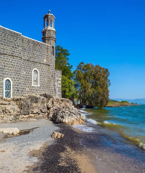 Cammino Dei Pellegrini Cristiani Luoghi Cristiani Israele Chiesa Sulla Riva — Foto Stock