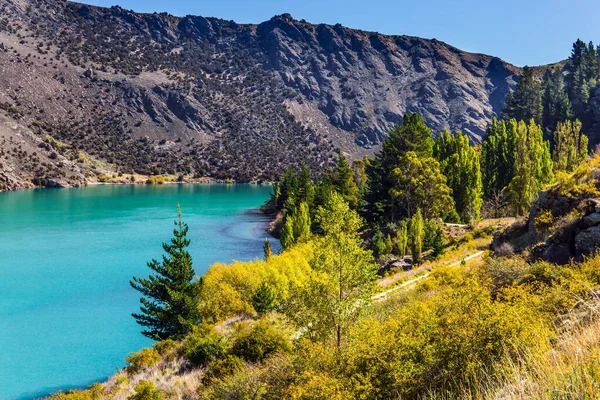 Lago Dunstan Perto Cidade Cromwell Azure Águas Profundas Tranquilas Lago — Fotografia de Stock