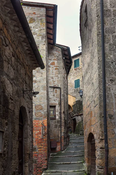 Tufa City Sorano Sleeping City Fairy Tale Narrow Streets Amidst — Stock Photo, Image