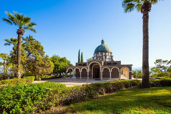 Israel Katolska Kyrkan Det Italienska Franciskanerklostret Mount Bliss Galileiska Sjön — Stockfoto