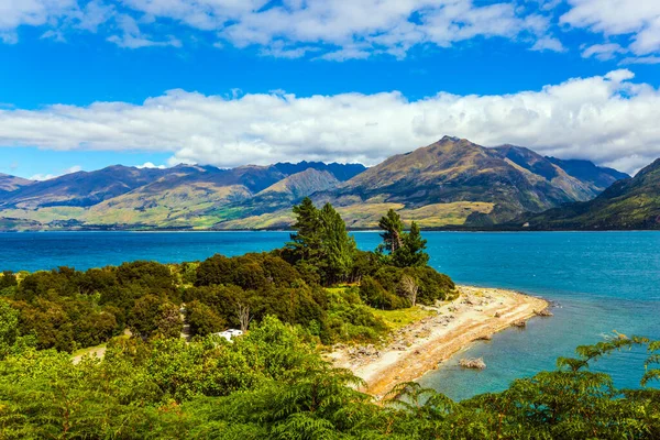 Красивое Озеро Ванака Новой Зеландии Живописный Берег Озера Ванака Южный — стоковое фото