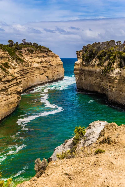 Grote Oceaan Weg Van Australië Kustrotsen Bestaan Uit Zandsteen Kleine — Stockfoto