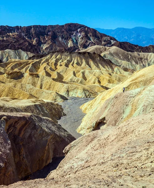 Zabriskie Point Prachtig Landschap Veelkleurige Zonsondergang Woestijn Droge Bodem Van — Stockfoto