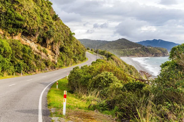 Estrada Pitoresca Para Panqueca Rock Maravilha Natural Nova Zelândia Costa — Fotografia de Stock