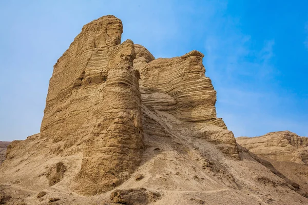 Desierto Judea Antiguas Montañas Arruinadas Piedra Caliza Sólida Rastros Intemperie —  Fotos de Stock