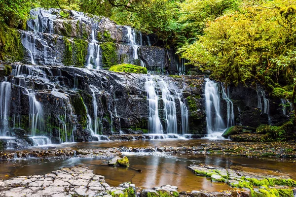 Sydön Nya Zeeland Södra Natursköna Route Waterfalls Pittoreska Flerskiktade Kaskader — Stockfoto