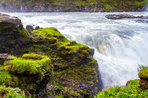 Southwest Iceland Rumbling Waterfall Fed Thawed Glacial Water Concept Extreme — Stock Photo, Image