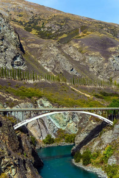 Ongelooflijke Avonturen Nieuw Zeeland Rivier Helder Groen Rivier Oude Brug — Stockfoto