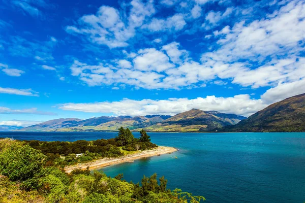 Magical Journey Ends Earth South Island Turquoise Deep Lake Wanaka — Stock Photo, Image