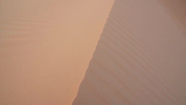 Le vent poursuit le sable sur de belles dunes dans le désert de Rub al Khali avant le coucher du soleil Émirats arabes unis stock footage video 