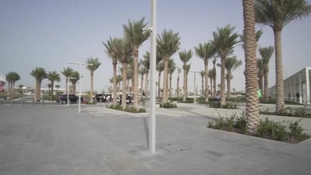 Territory of the new museum Louvre in Abu Dhabi stock footage video — Stock Video