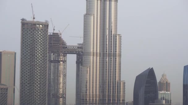 Burj Khalifa at dawn stock footage video — Stock Video