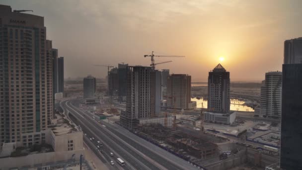 Κέντρο πόλης Ντουμπάι στην αυγή πλάνα βίντεο — Αρχείο Βίντεο