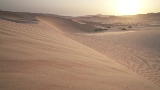 Belo Rub al Khali deserto ao nascer do sol imagens de vídeo — Vídeo de Stock