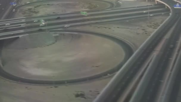Road junction in Dubai at sunset view from airplane stock footage video — Stock Video