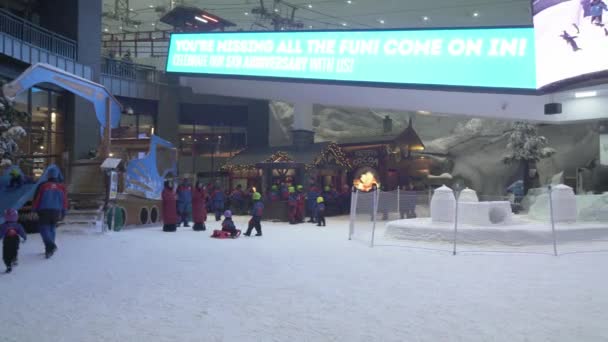 Ski dubai ist ein Indoor-Skigebiet mit 22.500 Quadratmetern Indoor-Skigebiet. — Stockvideo