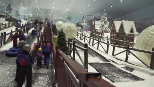 Ski Dubai is een indoor ski-oord met 22.500 vierkante meter indoor ski gebied stock footage video — Stockvideo