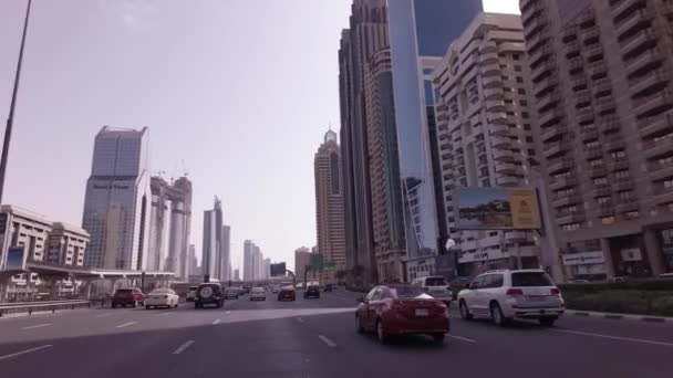 Dubai Emirados Árabes Unidos Abril 2018 Tráfego Diurno Centro Negócios — Vídeo de Stock