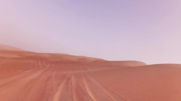 Viaggiare su un'auto fuoristrada sulla sabbia del deserto di Rub al Khali — Video Stock
