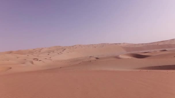 Auto reis op de prachtige duinen in de Rub al Khali woestijn stock footage video — Stockvideo