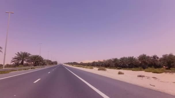 Vägen från Oasis Liwa till den Abu Dhabi arkivfilmer video — Stockvideo