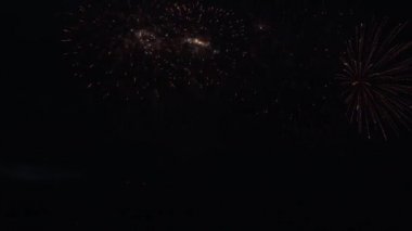 Siyah arka plan, Yılbaşı tatil kavramı Stok görüntüleri video kutlama için güzel renkli havai fişek