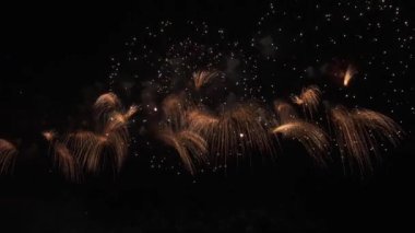 Siyah arka plan, Yılbaşı tatil kavramı Stok görüntüleri video kutlama için güzel renkli havai fişek