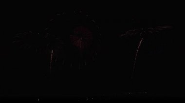 Siyah gökyüzü arka plan Stok görüntüleri video üzerinde renkli havai fişek