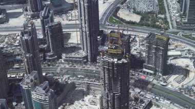 Modern mimari Downtown Dubai üstten görünüm