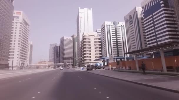 Car trip near the skyscrapers in Abu Dhabi stock footage video — Stock Video