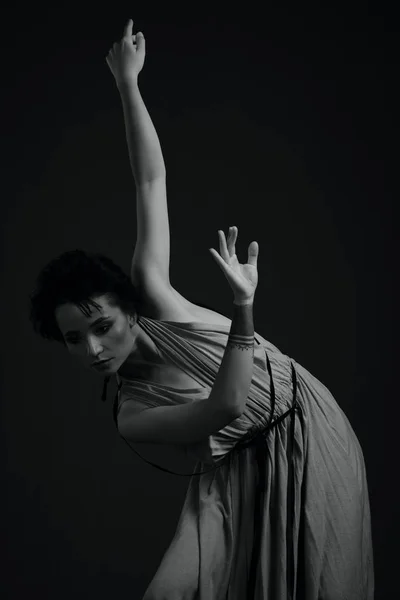 Black and white dancing woman portrait — Stock Photo, Image