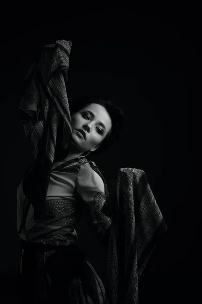 Black and white studio woman  portrait — Stock Photo, Image