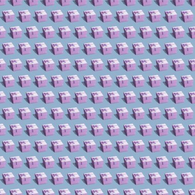 Mavi arka plan izometrik mor hediyeler