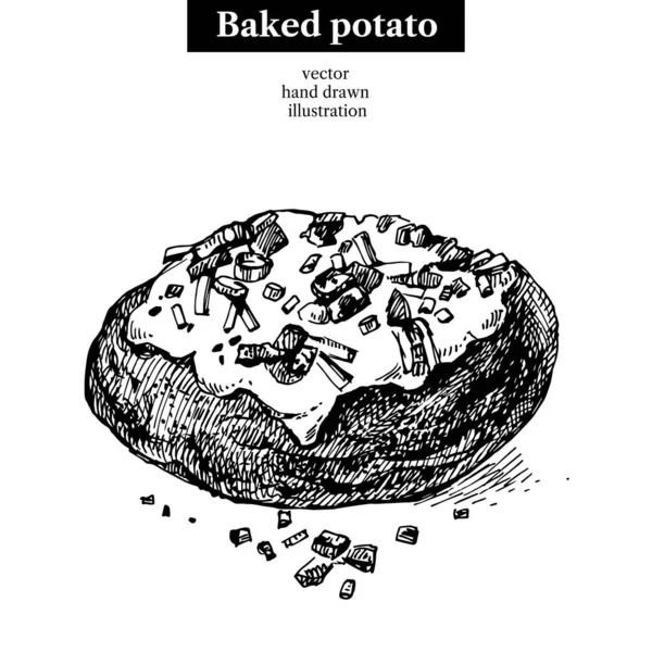 Handritad Skiss Backad Potatis Vektor Isolerad Illustration Meny Restaurang Design — Stock vektor