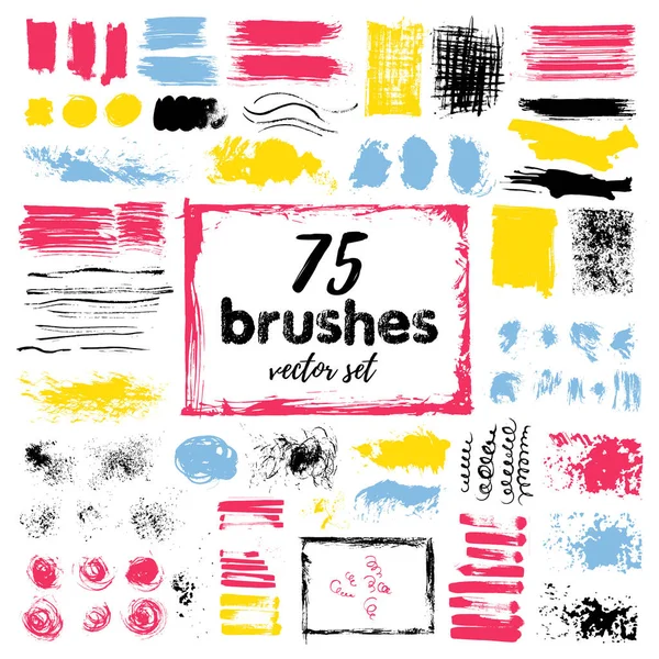 Hand Draw Sketch Paintbrush Set Sketch Grunge Painted Brash Isolated — Stock Vector