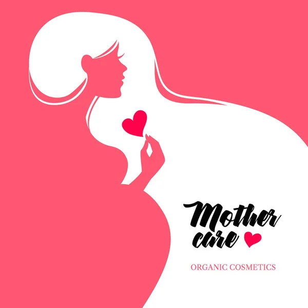 Beautiful Pregnant Profile Mother Silhouette Woman Vector Illustration Happy Mothers — Stock Vector