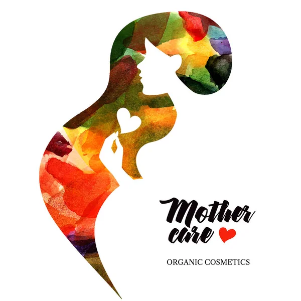 Beautiful Pregnant Profile Mother Silhouette Woman Vector Illustration Happy Mothers — Stock Vector