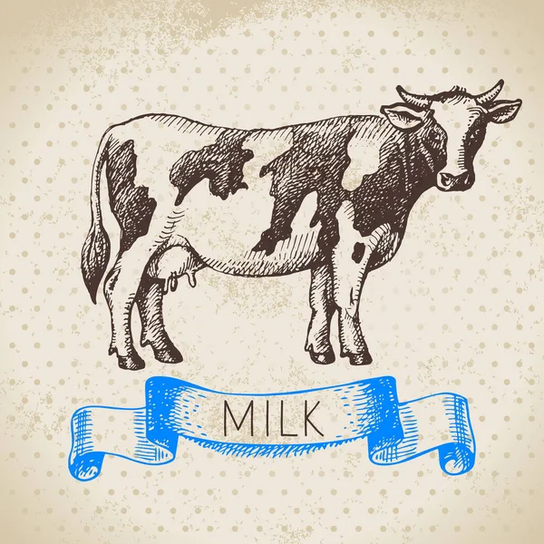 Çizimi Süt Ürünleri Arka Planı Neğin Siyah Beyaz Renkli Tasviri — Stok Vektör