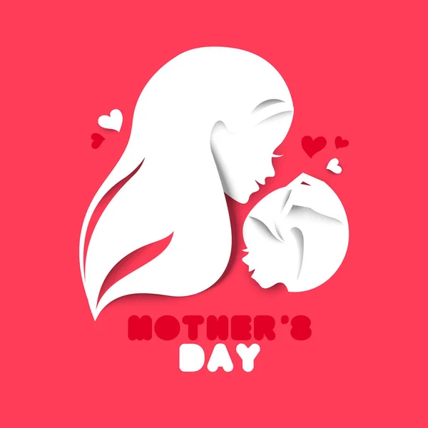 Mutter Silhouette Mit Baby Karte Von Happy Mothers Day Vektorillustration — Stockvektor