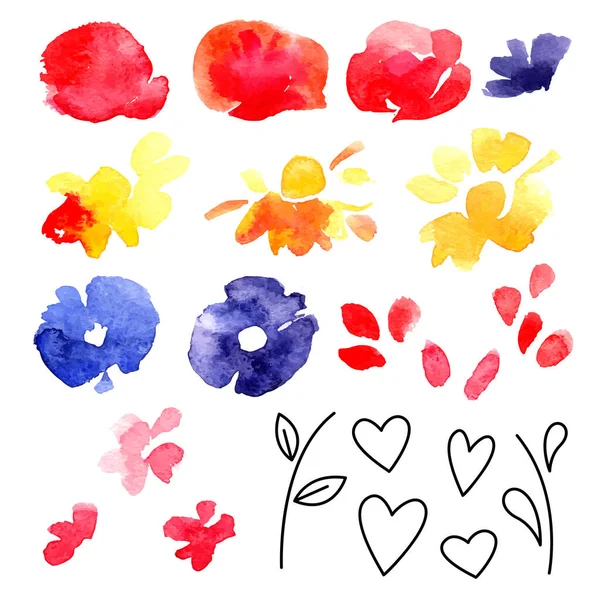 Σύνολο Στοιχείων Σχεδιασμού Valintine Day Λατρεύω Συλλογή Ζωγραφικής Λουλουδιών Εικονογράφηση — Διανυσματικό Αρχείο