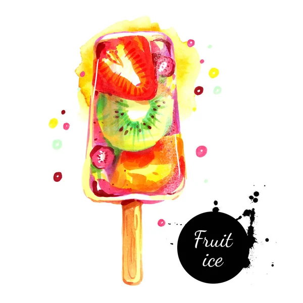 Aquarel Met Hand Getekend Fruit Ijs Illustratie Vector Schilderde Heerlijke — Stockvector