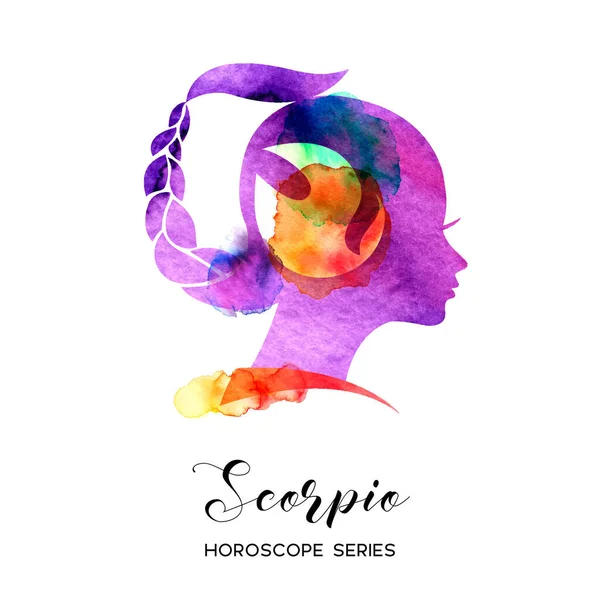 Znak Zodiaku Skorpiona Piękna Sylwetka Dziewczyny Ilustracja Wektora Seria Horoskopów — Wektor stockowy