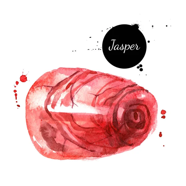 Aquarel Met Hand Getekend Jasper Edelsteen Kristal Minerale Illustratie Geschilderde — Stockvector
