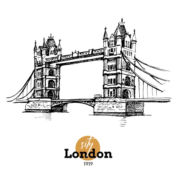 Handgezeichnete Skizze England Illustration Vector Schwarz Weiß Vector Vintage London — Stockvektor