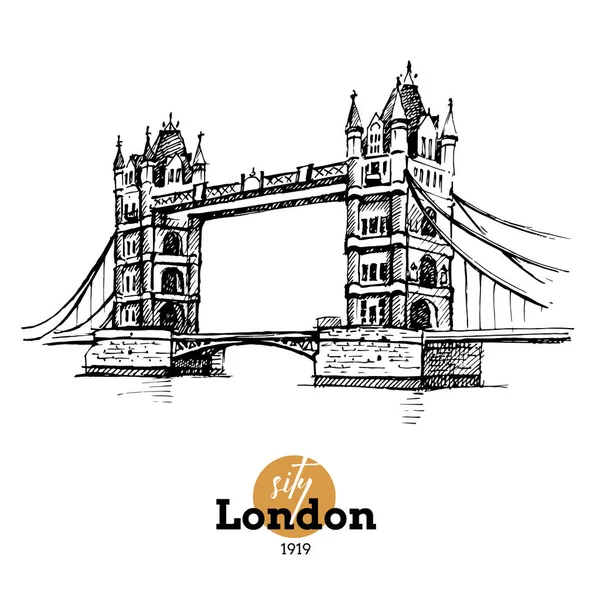 Почерк Намалював Ілюстрації Англії Vector Black White Vector Vintage London — стоковий вектор