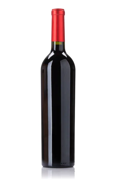 Beyaz Arka Planda Izole Edilmiş Kırmızı Şarap Şişesi — Stok fotoğraf
