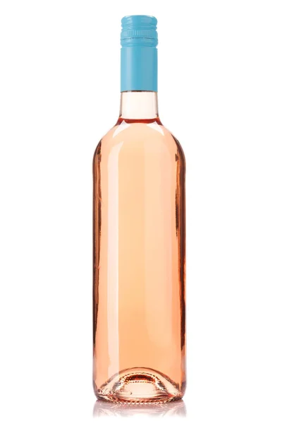 Bottiglia Vino Rosa Isolato Sfondo Bianco — Foto Stock