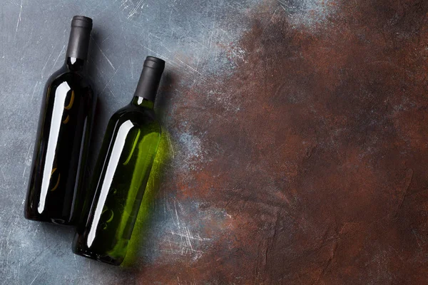 Botellas Vino Rojo Blanco Vista Superior Con Espacio Para Texto —  Fotos de Stock
